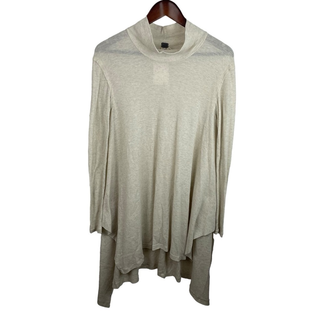 We The Free | Desert Sand Sheer Waffle Knit Mock Neck Tunic Top New